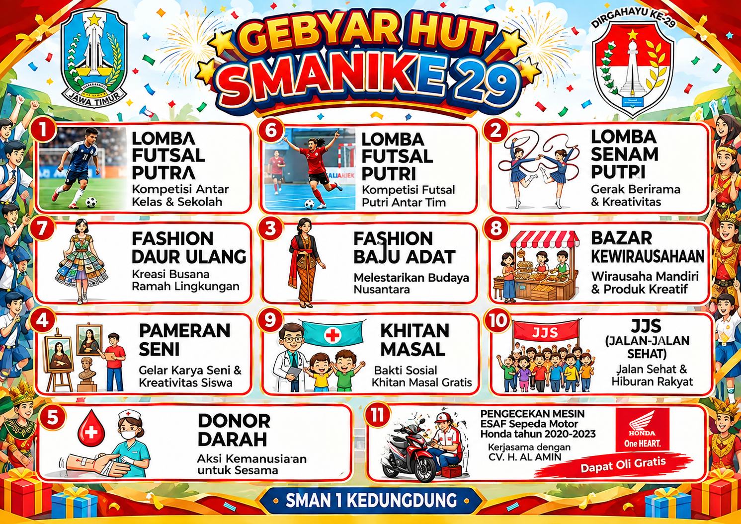 Gebyar HUT ke-29 SMA Negeri 1 Kedungdung akan segera digelar! 🎊